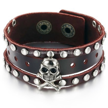 2015 neue Männer Schädel Armband Schmuck Zustrom von Menschen müssen Lederarmband PH776